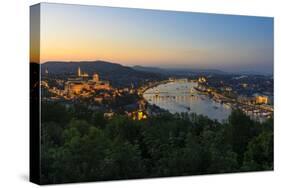 View of the Mountain Gellert on the Danube with the Suspension Bridge, Budapest-Volker Preusser-Stretched Canvas