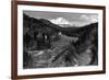 View of the Mountain, Valley, and Train - Mt. Shasta, CA-Lantern Press-Framed Art Print