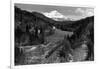 View of the Mountain, Valley, and Train - Mt. Shasta, CA-Lantern Press-Framed Art Print