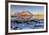 View of the Mountains of Gymsoya (Gimsoya) from Smorten Reflected in the Clear Partially Frozen Sea-Roberto Moiola-Framed Photographic Print