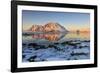 View of the Mountains of Gymsoya (Gimsoya) from Smorten Reflected in the Clear Partially Frozen Sea-Roberto Moiola-Framed Photographic Print