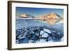 View of the Mountains of Gymsoya (Gimsoya) from Smorten Reflected in the Clear Partially Frozen Sea-Roberto Moiola-Framed Photographic Print