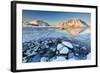 View of the Mountains of Gymsoya (Gimsoya) from Smorten Reflected in the Clear Partially Frozen Sea-Roberto Moiola-Framed Photographic Print