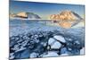 View of the Mountains of Gymsoya (Gimsoya) from Smorten Reflected in the Clear Partially Frozen Sea-Roberto Moiola-Mounted Photographic Print