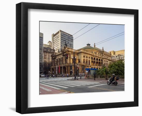 View of the Municipal Theatre, City of Sao Paulo, State of Sao Paulo, Brazil, South America-Karol Kozlowski-Framed Photographic Print