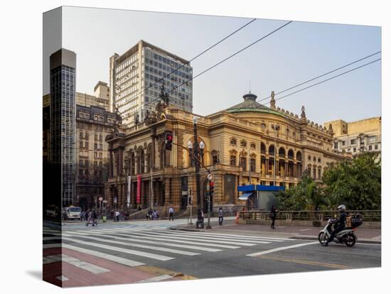 View of the Municipal Theatre, City of Sao Paulo, State of Sao Paulo, Brazil, South America-Karol Kozlowski-Stretched Canvas