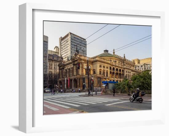 View of the Municipal Theatre, City of Sao Paulo, State of Sao Paulo, Brazil, South America-Karol Kozlowski-Framed Photographic Print