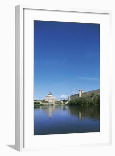 View of the Narva River with Hermann Castle-null-Framed Giclee Print