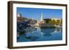 View of The National Gallery, St. Martins-in-the-Fields church and fountains in Trafalgar Square-Frank Fell-Framed Photographic Print