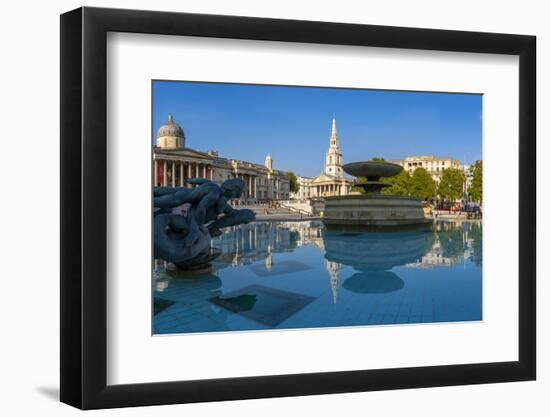 View of The National Gallery, St. Martins-in-the-Fields church and fountains in Trafalgar Square-Frank Fell-Framed Photographic Print