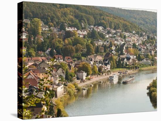 View of the Neckar River and Neckarsteinach from Hinterburg Castle, Hesse, Germany, Europe-Michael DeFreitas-Stretched Canvas