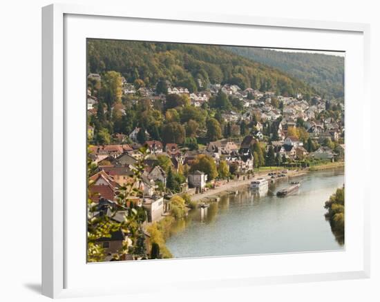 View of the Neckar River and Neckarsteinach from Hinterburg Castle, Hesse, Germany, Europe-Michael DeFreitas-Framed Photographic Print