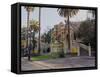 View of the Neptune Fountain and Terrace on the Santa Lucia Hill, Santiago, Chile, South America-Karol Kozlowski-Framed Stretched Canvas