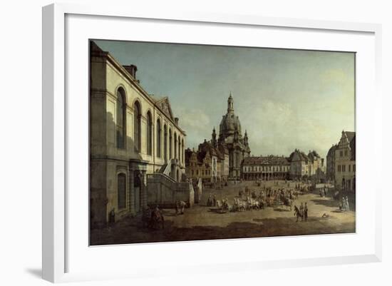 View of the Neumarkt in Dresden from the Jüdenhofe, 1749-Bernardo Bellotto-Framed Giclee Print