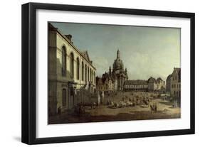 View of the Neumarkt in Dresden from the Jüdenhofe, 1749-Bernardo Bellotto-Framed Giclee Print
