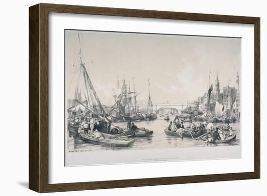 View of the New London Bridge from the Pool of the River Thames, 1841-William Parrott-Framed Giclee Print