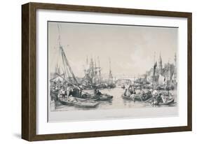 View of the New London Bridge from the Pool of the River Thames, 1841-William Parrott-Framed Giclee Print