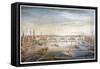 View of the New London Bridge from the West, with Boats and Barges on the Thames, 1831-G Yates-Framed Stretched Canvas