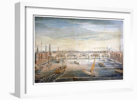 View of the New London Bridge from the West, with Boats and Barges on the Thames, 1831-G Yates-Framed Giclee Print