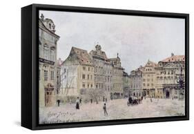 View of the North East Side of the Staromestsky Rynk in 1896, from 'Stara Praha'-Vaclav Jansa-Framed Stretched Canvas