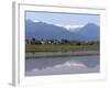 View of the Northern Alps Reflected in a Flooded Rice Paddy, Nagano Prefecture, Japan-null-Framed Photographic Print