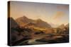 View of the Oglio River and the Mountains of Bergamo and Brescia Region-Marco Gozzi-Stretched Canvas