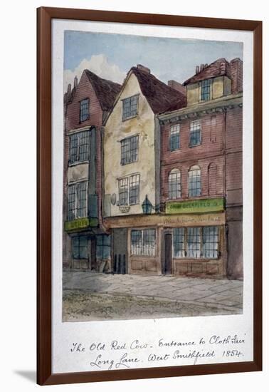 View of the Old Red Cow Inn in Long Lane, Smithfield, City of London, 1854-null-Framed Giclee Print