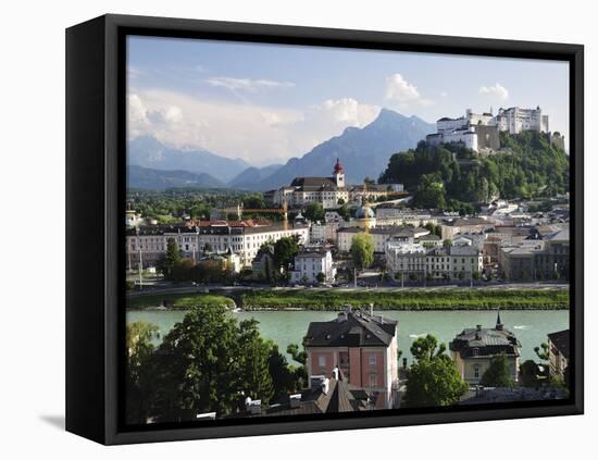 View of the Old Town and Fortress Hohensalzburg, Seen From Kapuzinerberg, Salzburg, Austria, Europe-Jochen Schlenker-Framed Stretched Canvas