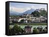 View of the Old Town and Fortress Hohensalzburg, Seen From Kapuzinerberg, Salzburg, Austria, Europe-Jochen Schlenker-Framed Stretched Canvas