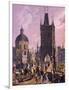 View of the Old Town Bridge Tower from Charles Bridge, 1847-Vincenc Morstadt-Framed Giclee Print