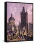 View of the Old Town Bridge Tower from Charles Bridge, 1847-Vincenc Morstadt-Framed Stretched Canvas