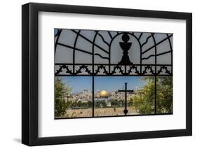 View of the Old Town with the Dome of the Rock from the Catholic Franciscan Church of Dominus Flevi-Massimo Borchi-Framed Photographic Print