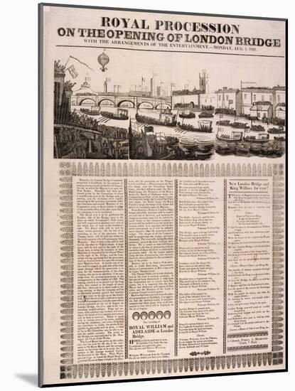View of the Opening of London Bridge, 1831-null-Mounted Giclee Print