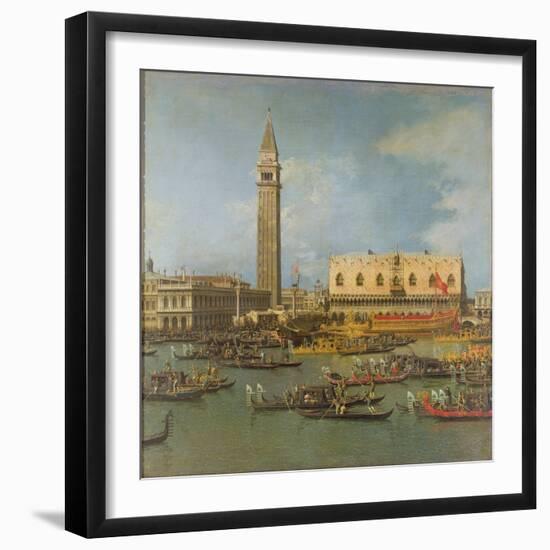 View of the Palace of St Mark, Venice, with Preparations for the Doge's Wedding-Canaletto-Framed Premium Giclee Print