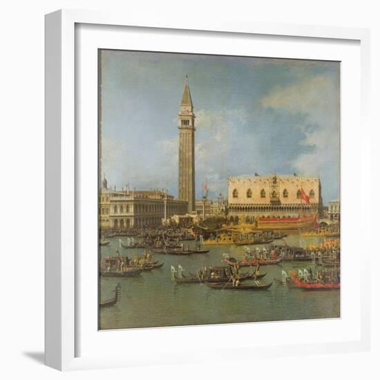 View of the Palace of St Mark, Venice, with Preparations for the Doge's Wedding-Canaletto-Framed Giclee Print