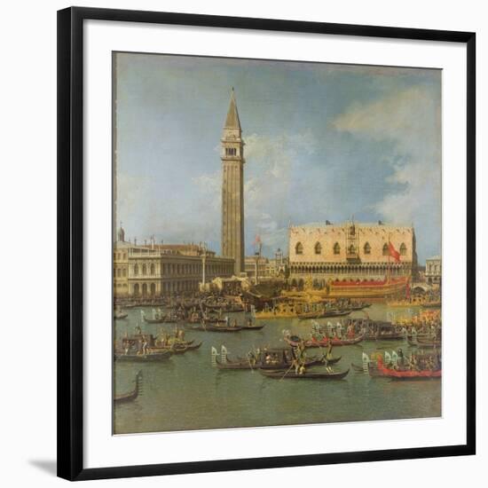 View of the Palace of St Mark, Venice, with Preparations for the Doge's Wedding-Canaletto-Framed Giclee Print