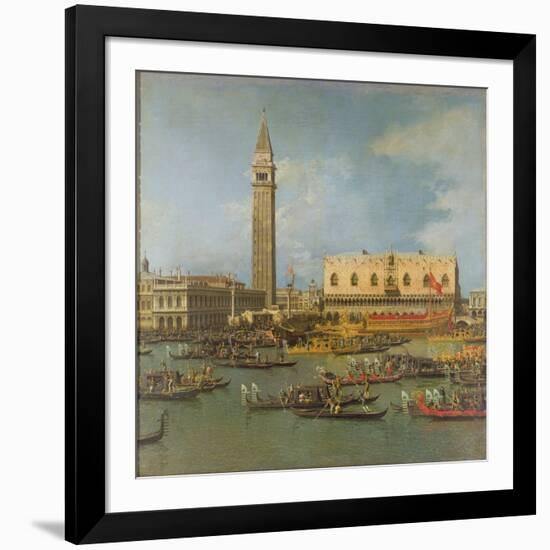 View of the Palace of St Mark, Venice, with Preparations for the Doge's Wedding-Canaletto-Framed Giclee Print