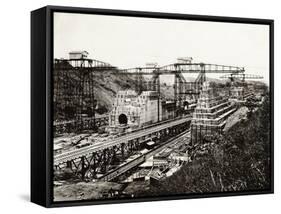 View of the Panama Canal under Construction-null-Framed Stretched Canvas