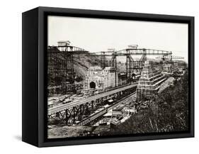 View of the Panama Canal under Construction-null-Framed Stretched Canvas