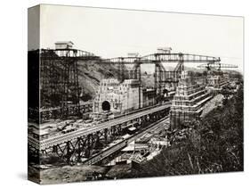 View of the Panama Canal under Construction-null-Stretched Canvas