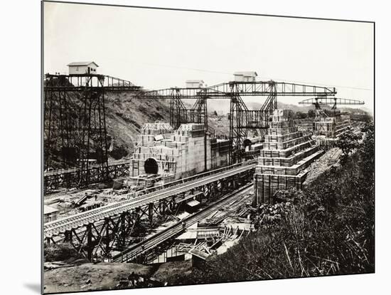 View of the Panama Canal under Construction-null-Mounted Photographic Print