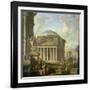 View of the Pantheon, the Farnese Hercules and Other Roman Ruins-Giovanni Paolo Panini-Framed Giclee Print