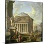 View of the Pantheon, the Farnese Hercules and Other Roman Ruins-Giovanni Paolo Panini-Mounted Giclee Print