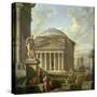 View of the Pantheon, the Farnese Hercules and Other Roman Ruins-Giovanni Paolo Panini-Stretched Canvas