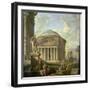 View of the Pantheon, the Farnese Hercules and Other Roman Ruins-Giovanni Paolo Panini-Framed Giclee Print