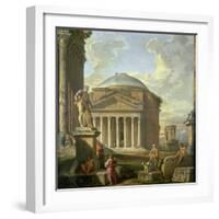 View of the Pantheon, the Farnese Hercules and Other Roman Ruins-Giovanni Paolo Panini-Framed Giclee Print