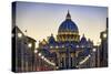View of the Papal Basilica of St Peter's at Night-George Oze-Stretched Canvas