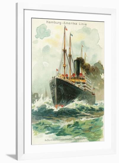 View of the Patricia at Sea, Hamburg-America Line-Lantern Press-Framed Art Print