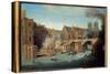 View of the Peak Pont in Paris after the Fire of 1718, 1718 (Oil on Canvas)-Jean-Baptiste Oudry-Stretched Canvas