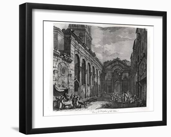 View of the Peristyle of the Palace of Diocletian (245-313), Roman Emperor 284-305, at Split-Robert Adam-Framed Giclee Print